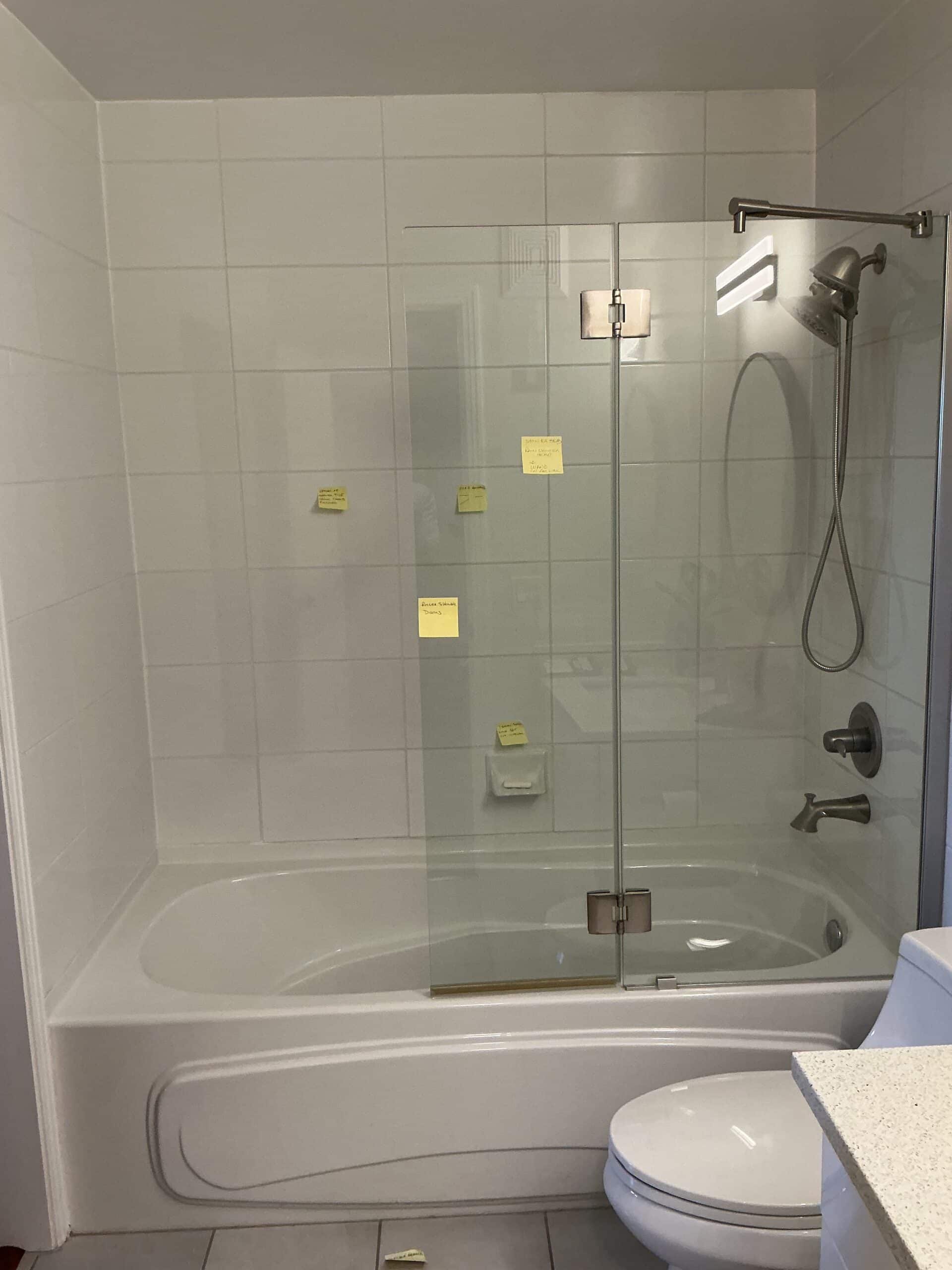 bathtub and shower before bathroom renovation
