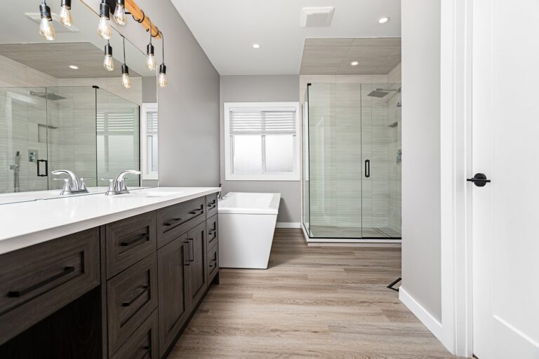 renovated bathroom with custom shower