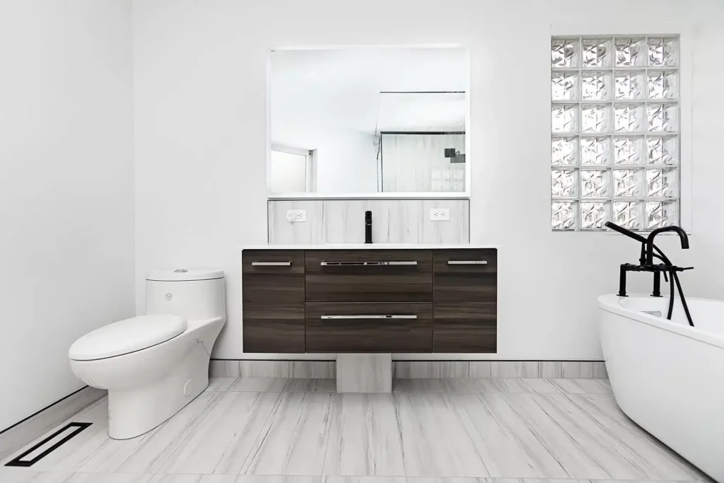 renovated bathroom with new vanity
